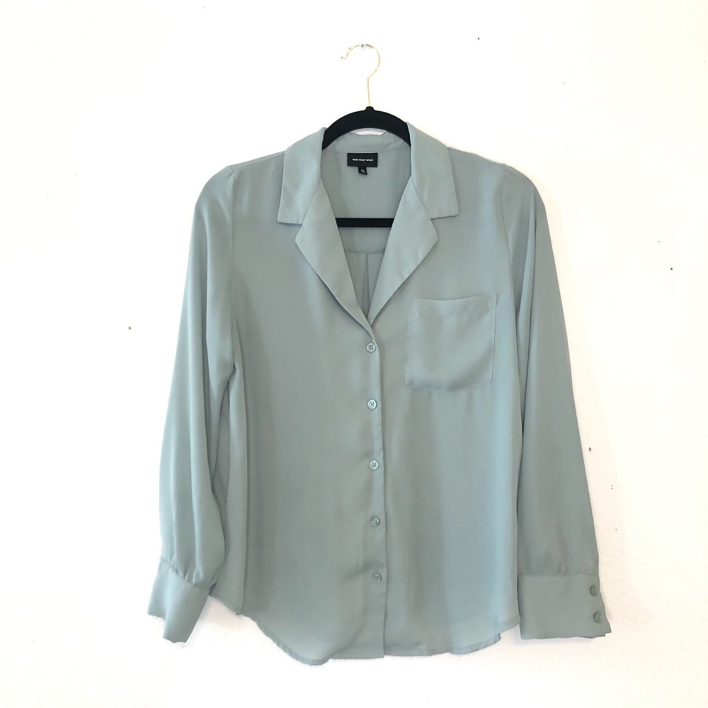 Who What Wear Mint Green Button Down
